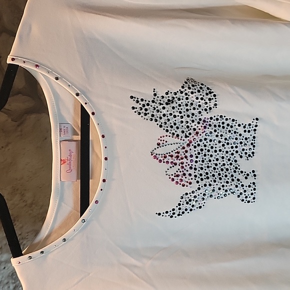 Quaker Factory Cream Scottie Dog Embellished 3/4 Sleeve T-Shirt sz 3X - Picture 2 of 5